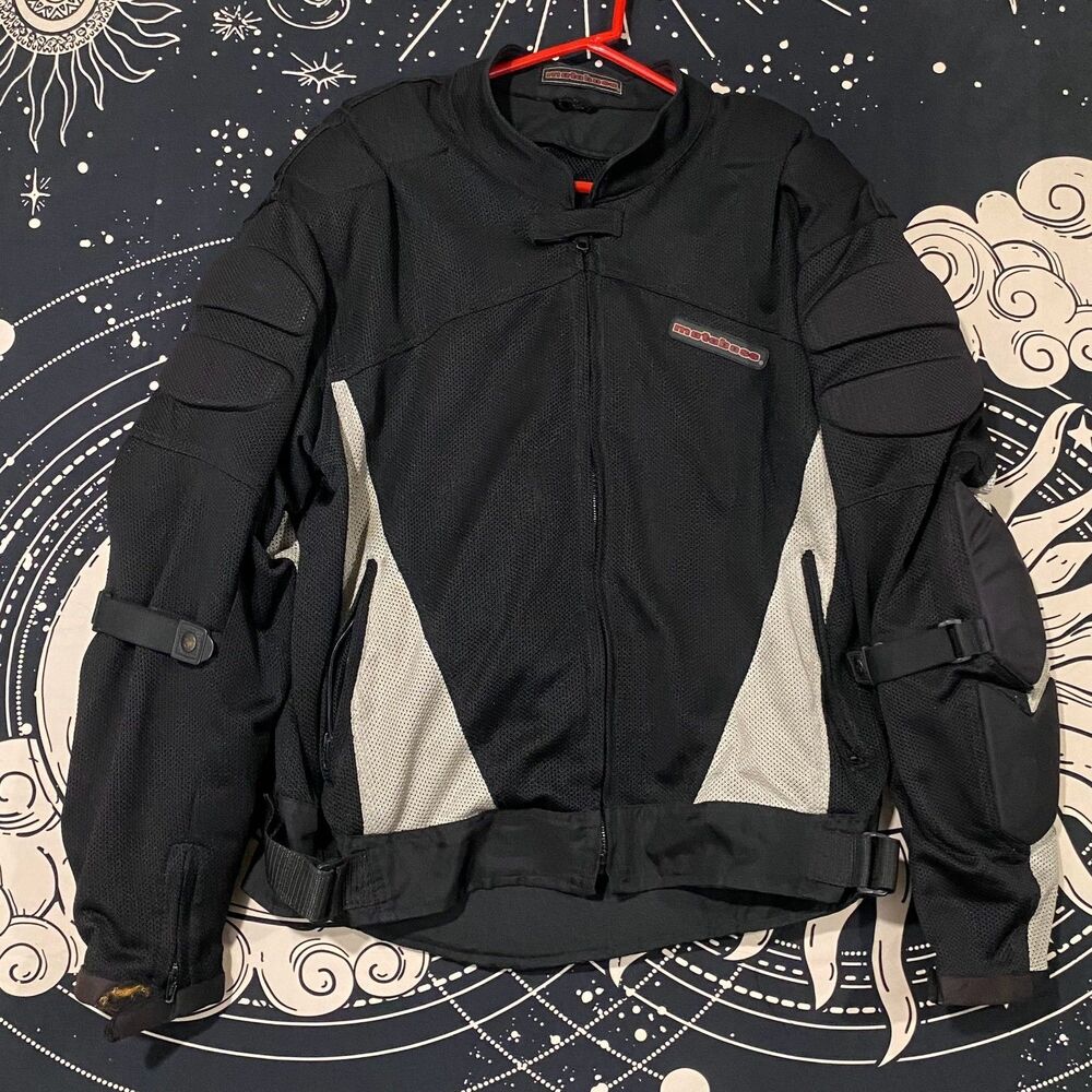 Motoboss Motorcycle Jacket Mens XL Black Polyester Full-Zip Padded Protection